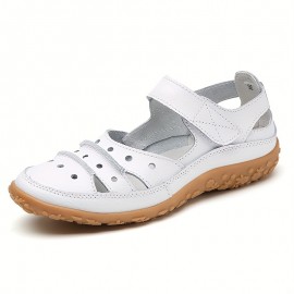 Women's Hollow Out Closed Toe Sandals, Summer Non-slip Cut-out Shoes, Casual Faux Leather Sandals