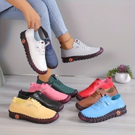 Women's Flat Sneakers, Casual Lace Up Outdoor Shoes, Women's Comfortable Low Top Shoes