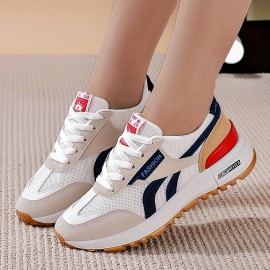 Women's Colorblock Casual Sneakers, Slip On Round Toe Low-top Wear-resistant Non-slip Shoes, Versatile Outdoor Shoes