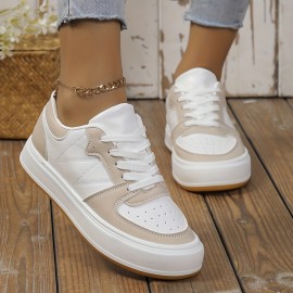 Women's Colorblock Mesh Sneakers, Lace Up Low-top Round Toe Flatform Outdoor Shoes, Versatile Comfy Sporty Shoes