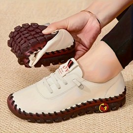 Women's Solid Color Shoes, Slip On Round Toe Low-top Breathable Non-slip Soft Sole Outdoor Shoes, Versatile Comfy Shoes