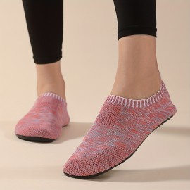 Casual Knitted Sock Slippers, Breathable & Comfortable Elastic Slip On Shoes, Lightweight Indoor Slippers