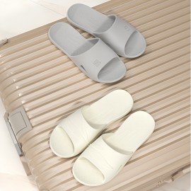 Solid Color Slides, Casual Slip On Soft Sole Pillow Slides, Lightweight Bathroom Home Slides