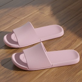 Simple Solid Color Slides, Casual Open Toe Flat Slip On Shoes, Comfortable Indoor Home Bathroom Slides