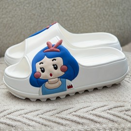 Women's Cartoon Pillow Slides, Kawaii Soft Sole Non Slip Wear-resistant Shoes, Home Bathroom EVA Slides