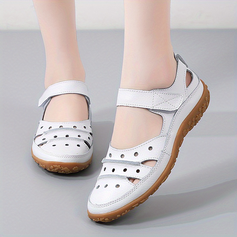 womens hollow out closed toe sandals summer non slip cut out shoes casual faux leather sandals details 0