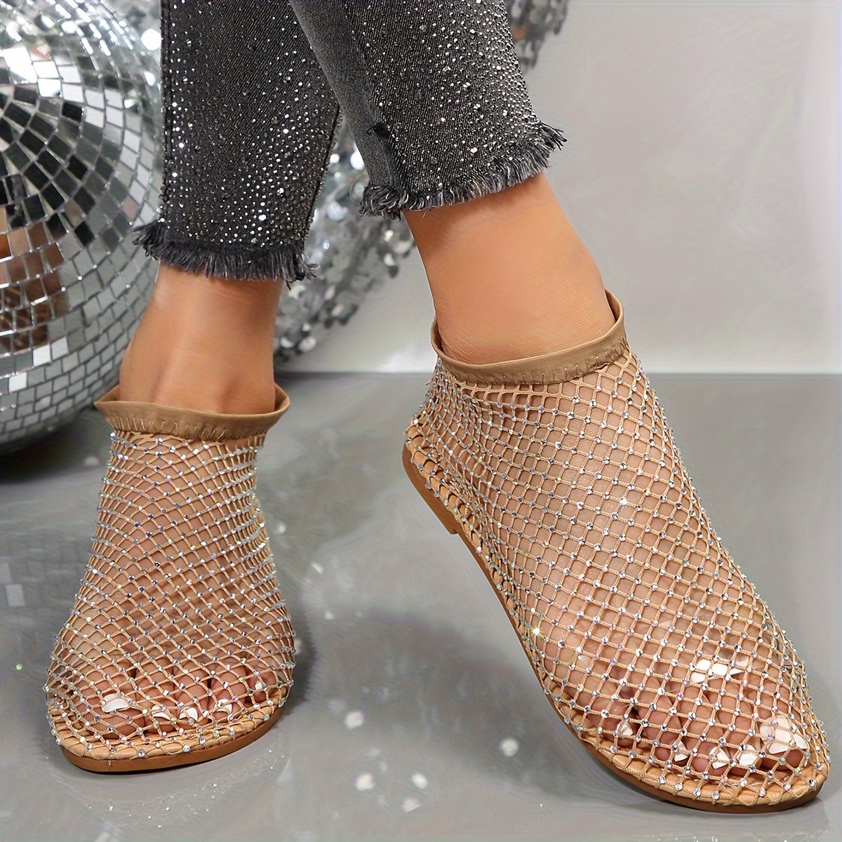 womens rhinestone decor flat shoes casual hollow out design shoes comfortable breathable shoes details 3