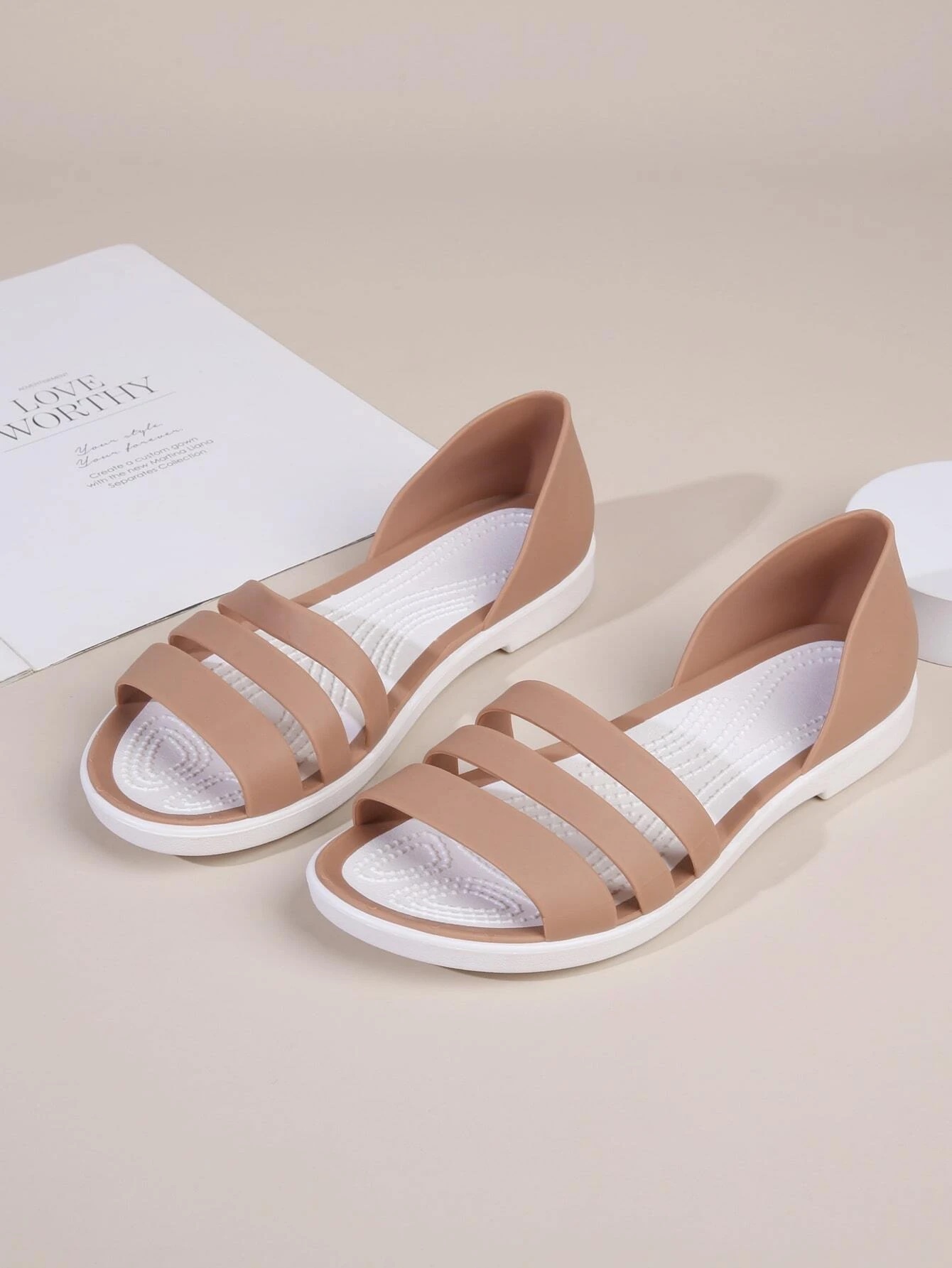 womens minimalist flat sandals solid color open toe non slip pvc soft sole slippers casual beach slides details 2