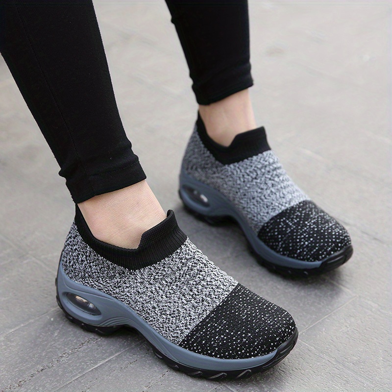 womens breathable knit sneakers comfortable low top slip on shoes womens air cushion shoes details 19