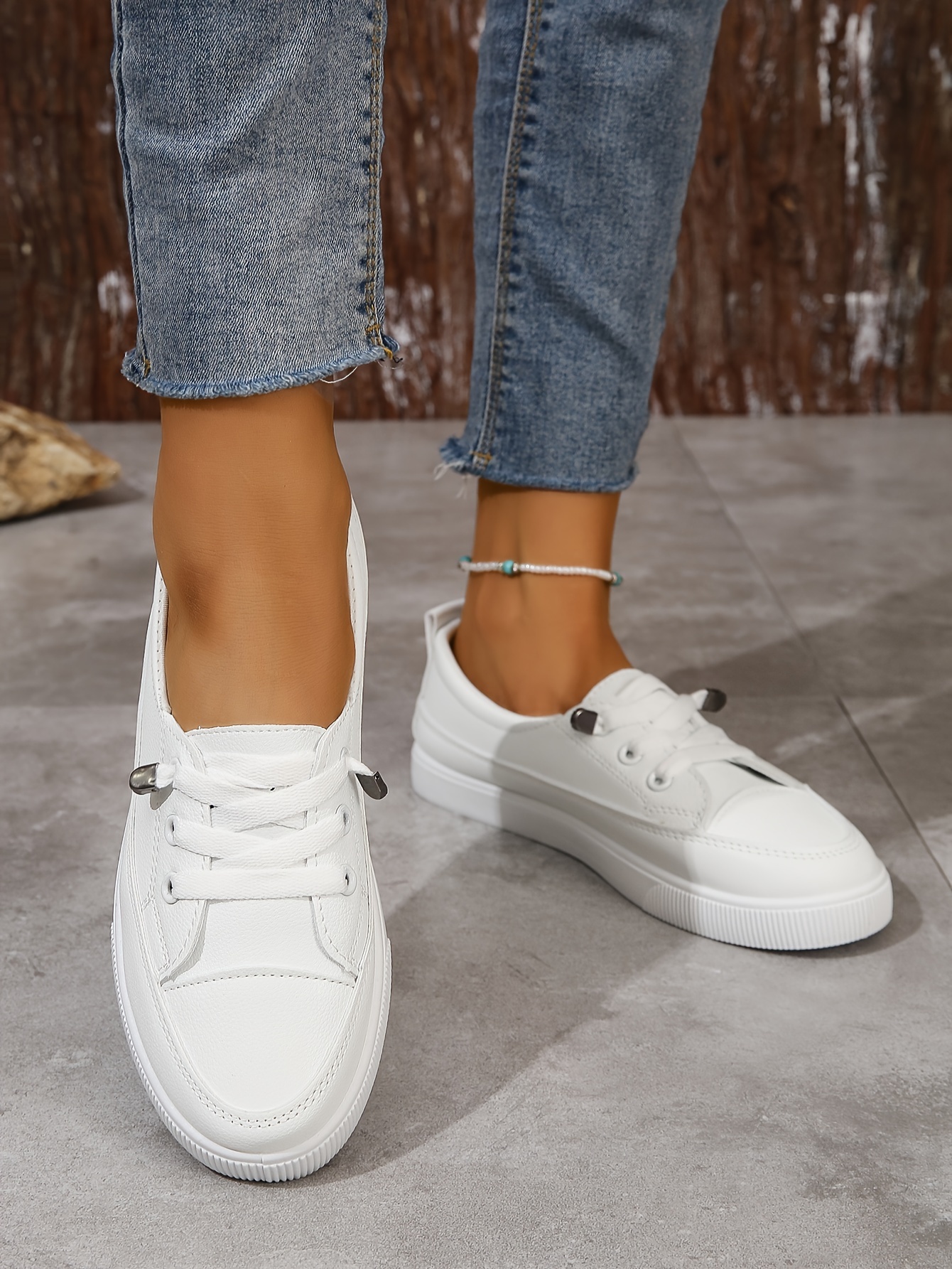 slip on sneakers, womens slip on sneakers casual low top flat skate shoes all match whiter trainers details 0