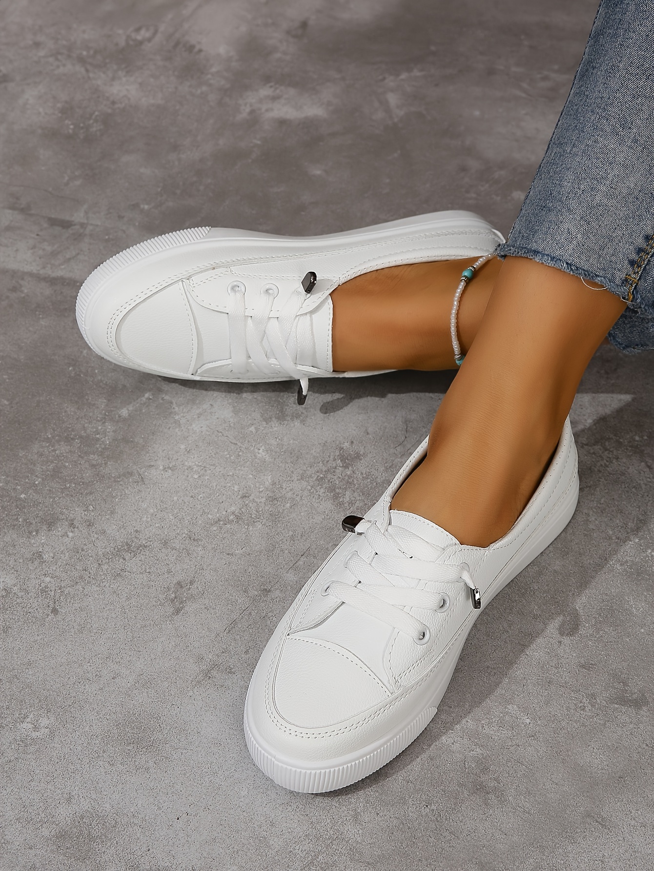 slip on sneakers, womens slip on sneakers casual low top flat skate shoes all match whiter trainers details 2