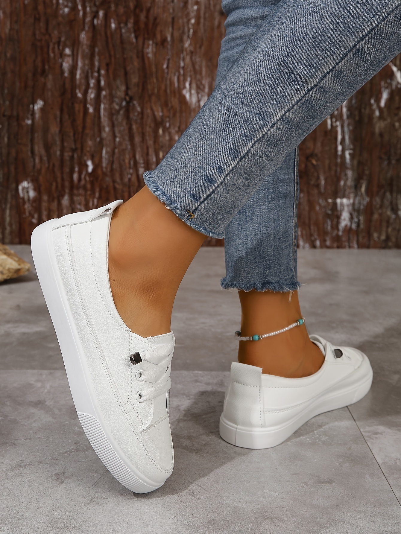 slip on sneakers, womens slip on sneakers casual low top flat skate shoes all match whiter trainers details 4