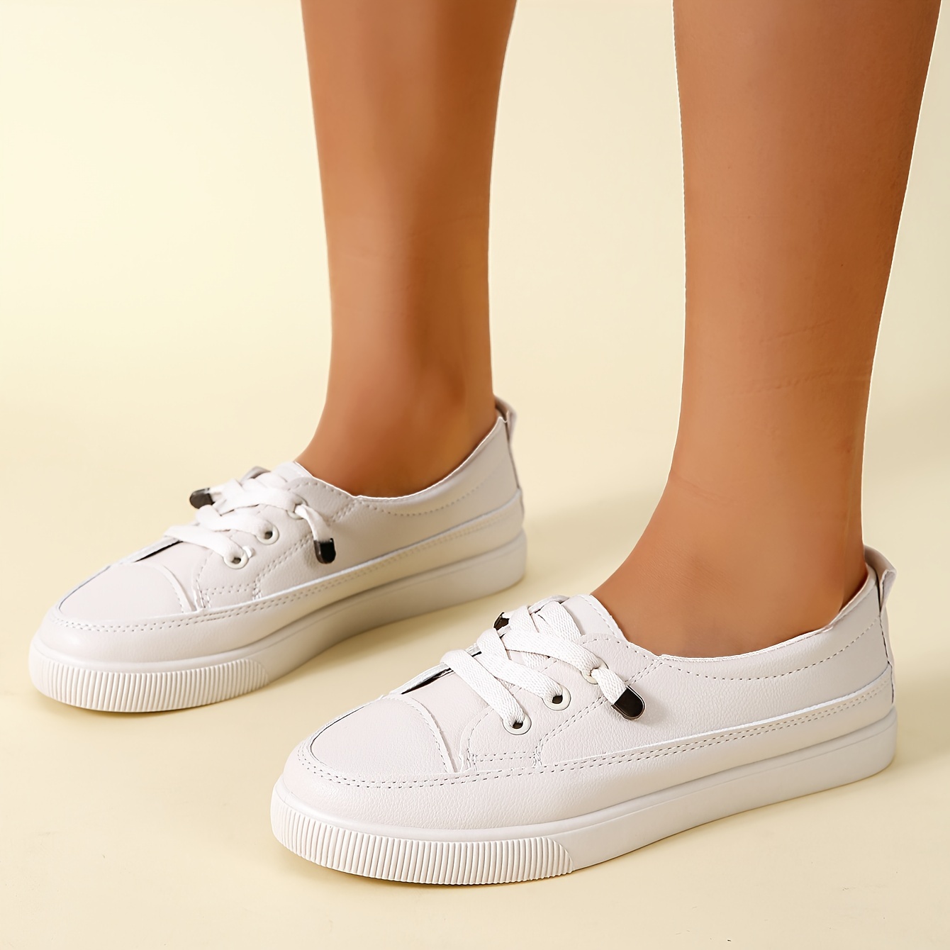 slip on sneakers, womens slip on sneakers casual low top flat skate shoes all match whiter trainers details 5