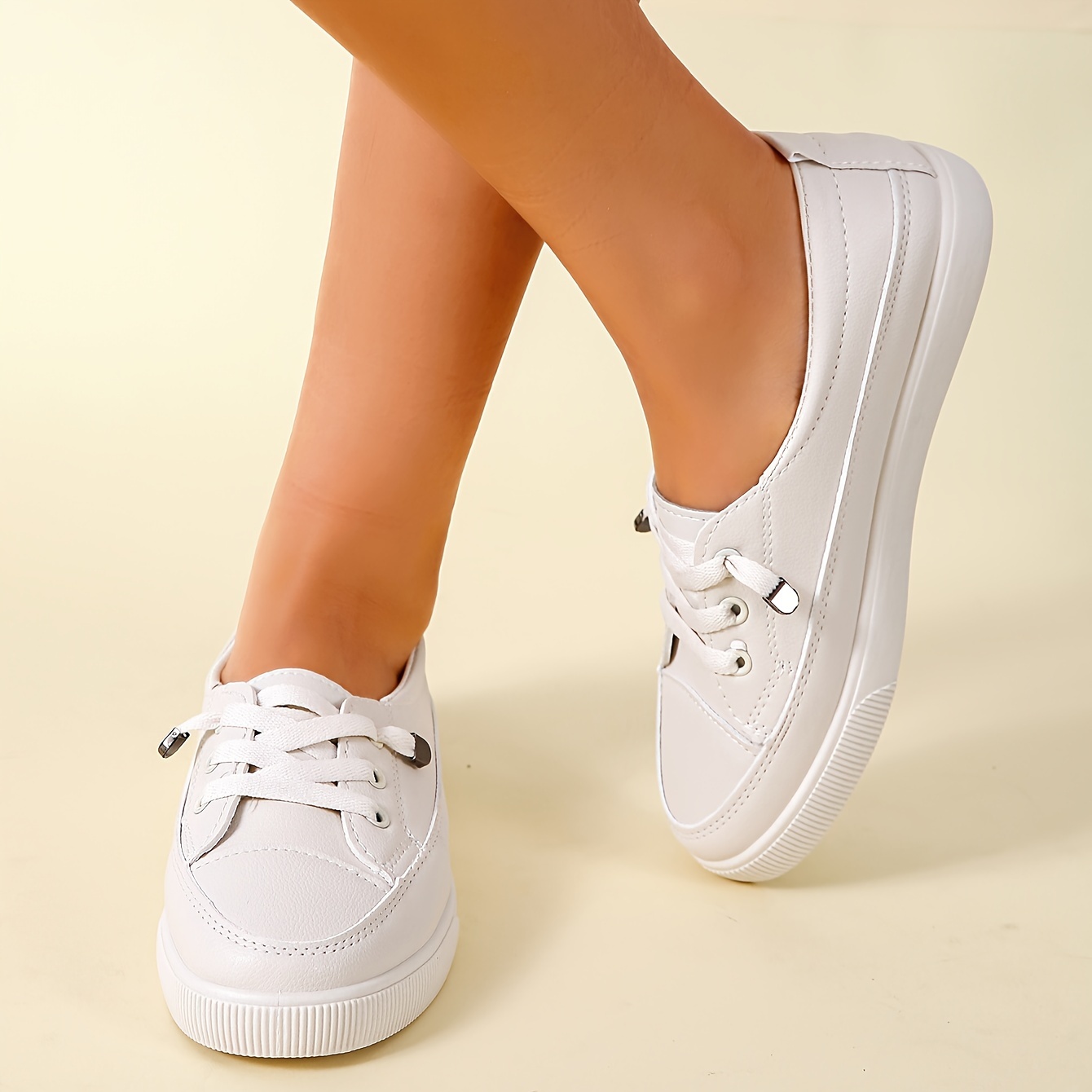 slip on sneakers, womens slip on sneakers casual low top flat skate shoes all match whiter trainers details 6