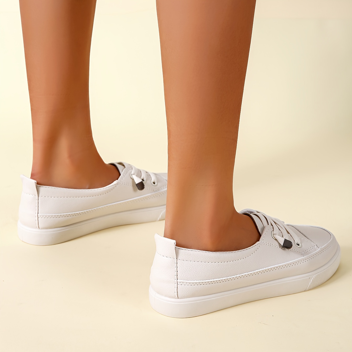 slip on sneakers, womens slip on sneakers casual low top flat skate shoes all match whiter trainers details 7