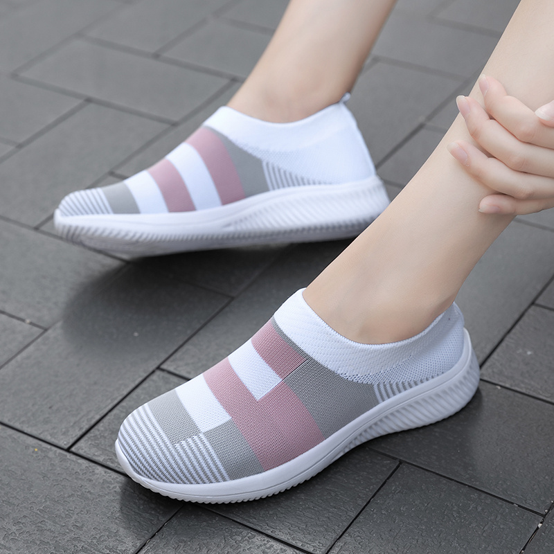 womens colorblock sock sneakers comfortable breathable slip on sports shoes casual walking shoes details 5