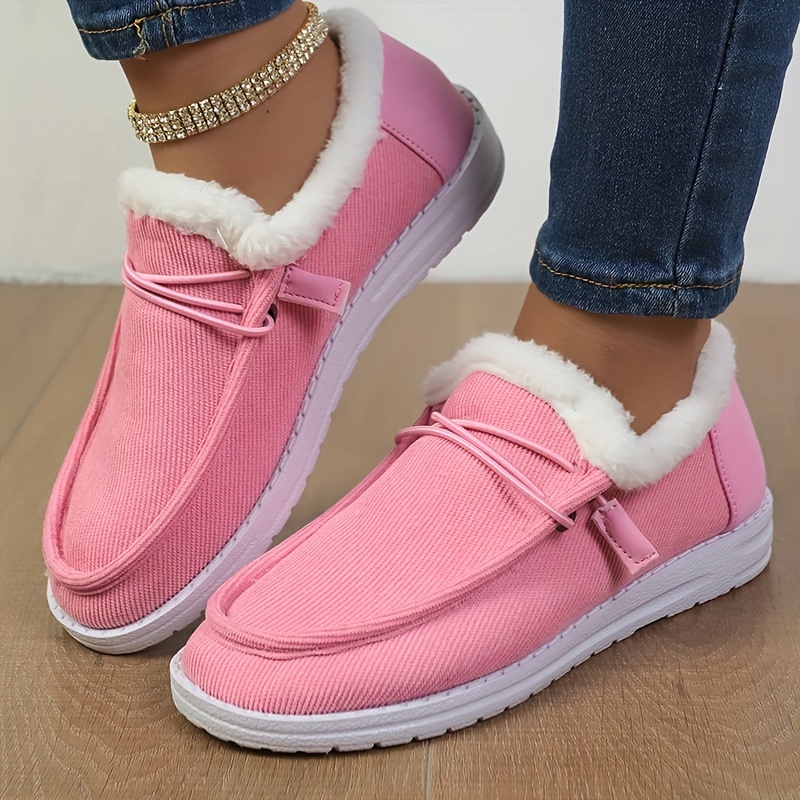 winter plush lined flat shoes womens low top slip on shoes womens footwear details 8