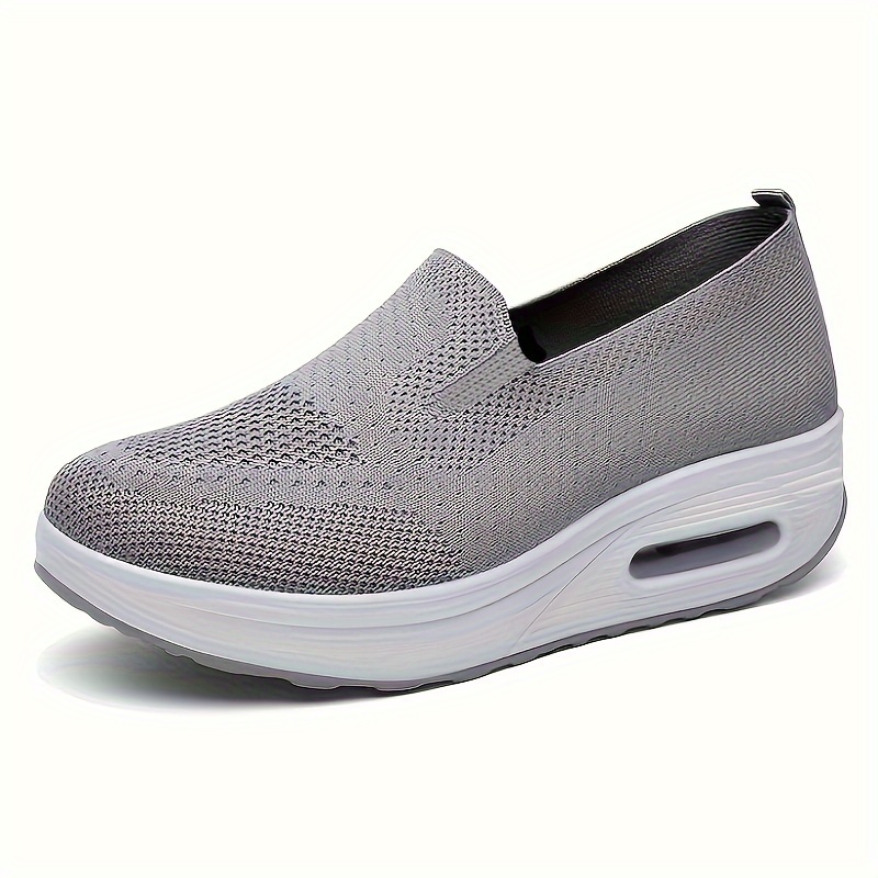 womens breathable knit sneakers casual slip on platform shoes womens comfortable air cushion shoes details 4