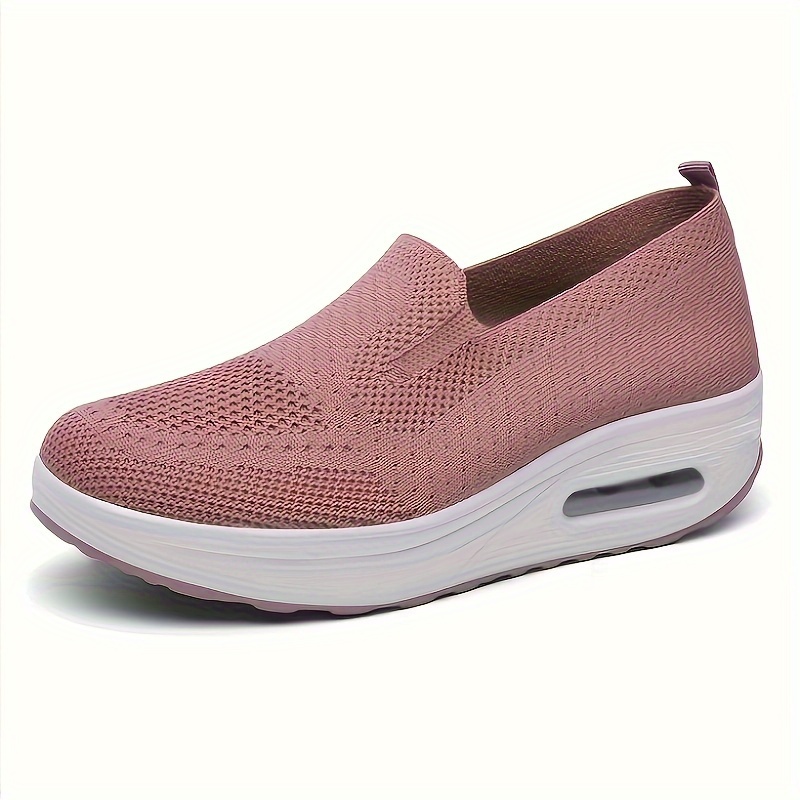 womens breathable knit sneakers casual slip on platform shoes womens comfortable air cushion shoes details 6