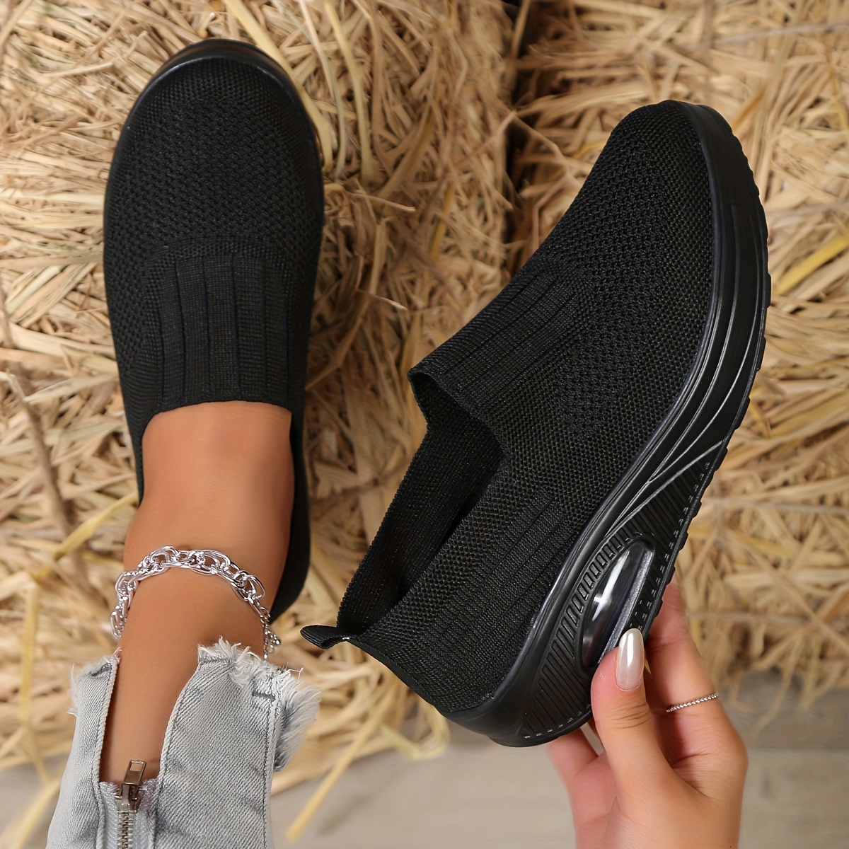 2022 new anti slip air cushion running sneakers breathable slip on casual shoes details 0