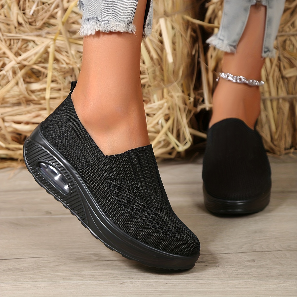 2022 new anti slip air cushion running sneakers breathable slip on casual shoes details 3