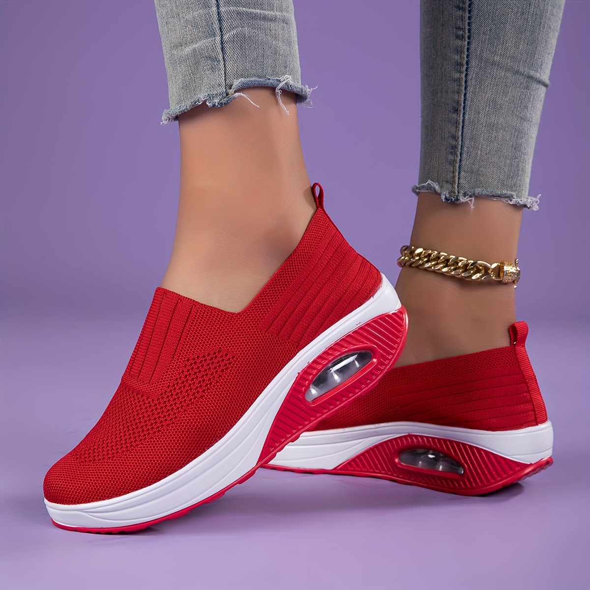 2022 new anti slip air cushion running sneakers breathable slip on casual shoes details 4