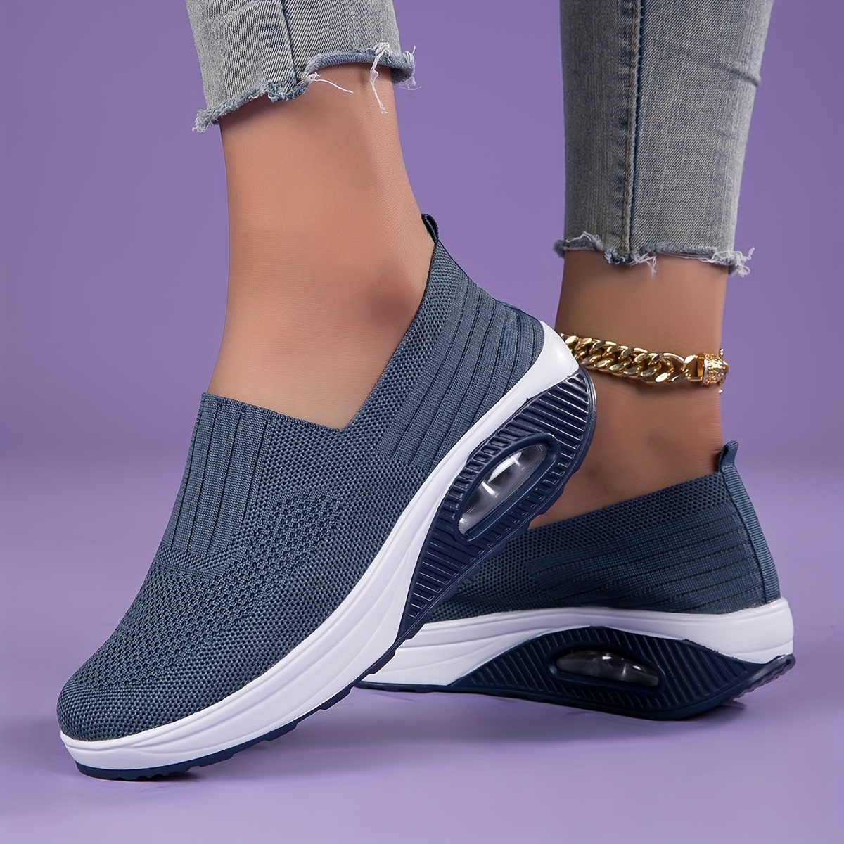 2022 new anti slip air cushion running sneakers breathable slip on casual shoes details 9