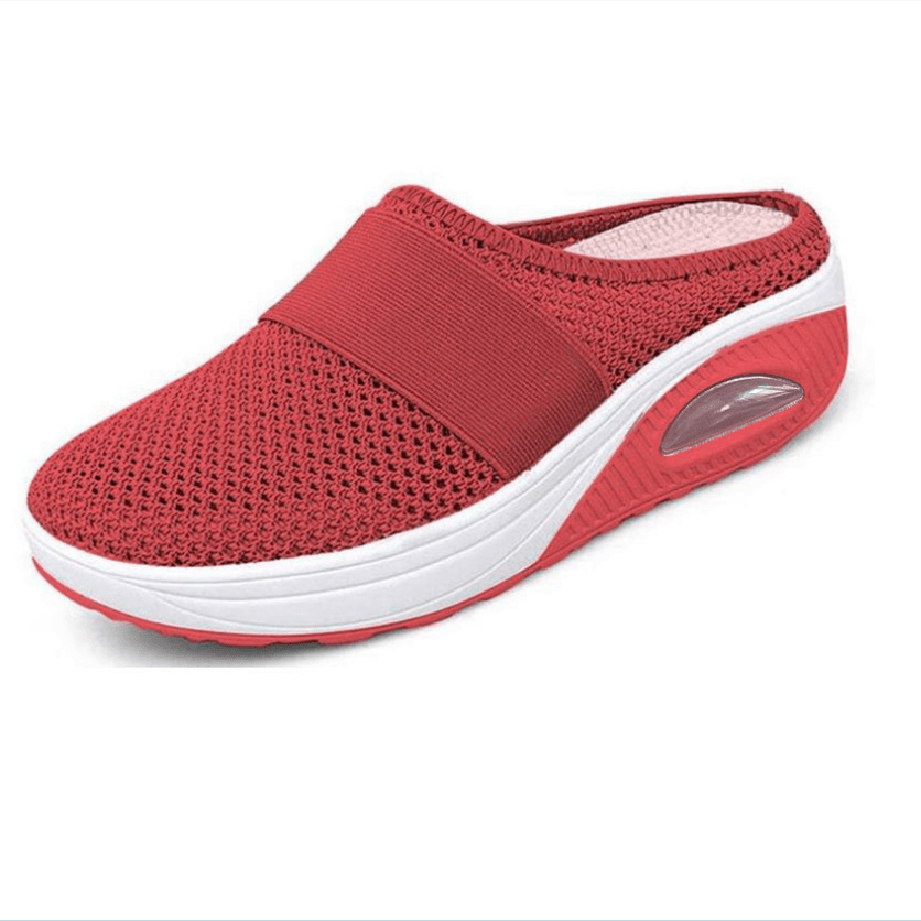 mesh flat shoes, womens mesh flat shoes air cushion half slippers slip on breathable casual shoes details 1