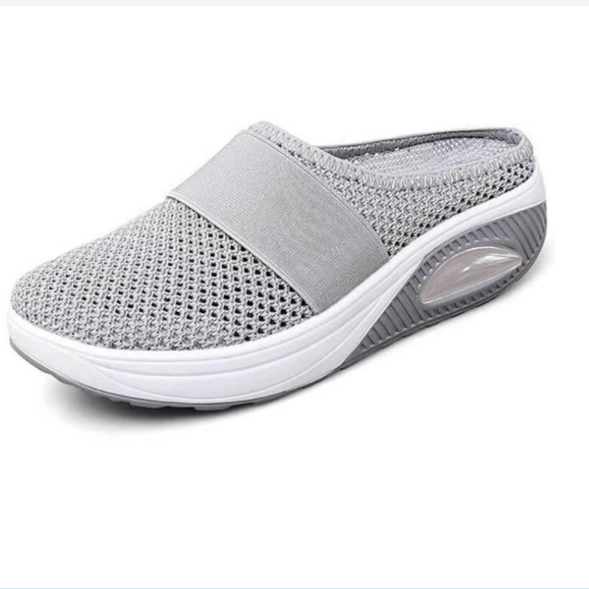 mesh flat shoes, womens mesh flat shoes air cushion half slippers slip on breathable casual shoes details 2