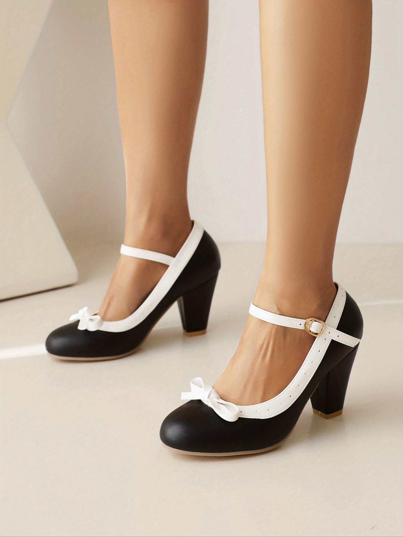 bowknot decor, womens bowknot decor block heels sexy buckle strap pumps womens comfortable beer festival dress shoes details 2