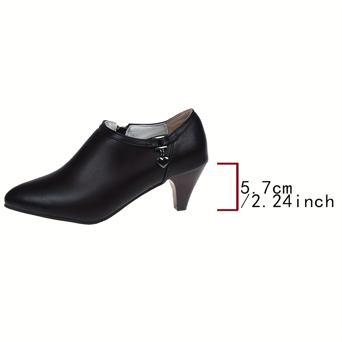 womens pointed toe pumps all match black side zipper low top ankle boots fashion office work shoes details 2