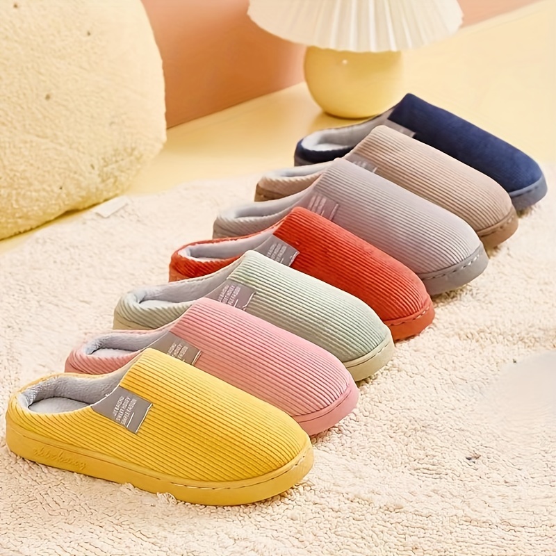 womens thick bottom home slippers household plush slippers anti slip thermal slippers details 1