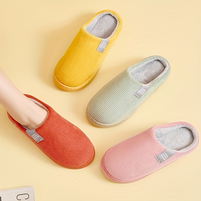 womens thick bottom home slippers household plush slippers anti slip thermal slippers details 3