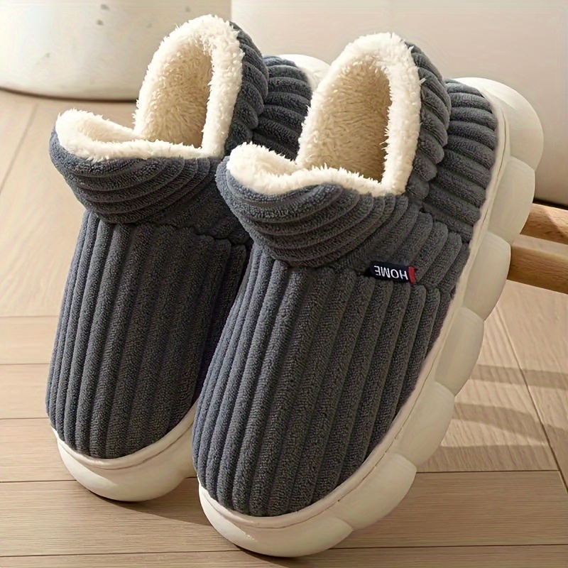 super soft thermal platform slippers solid color slip on plush winter shoes cozy warm home slippers details 2