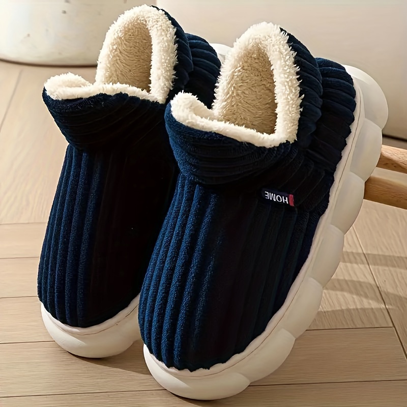 super soft thermal platform slippers solid color slip on plush winter shoes cozy warm home slippers details 3