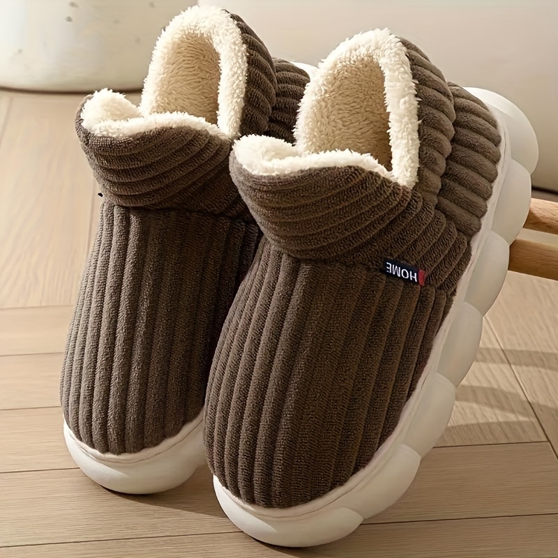 super soft thermal platform slippers solid color slip on plush winter shoes cozy warm home slippers details 4