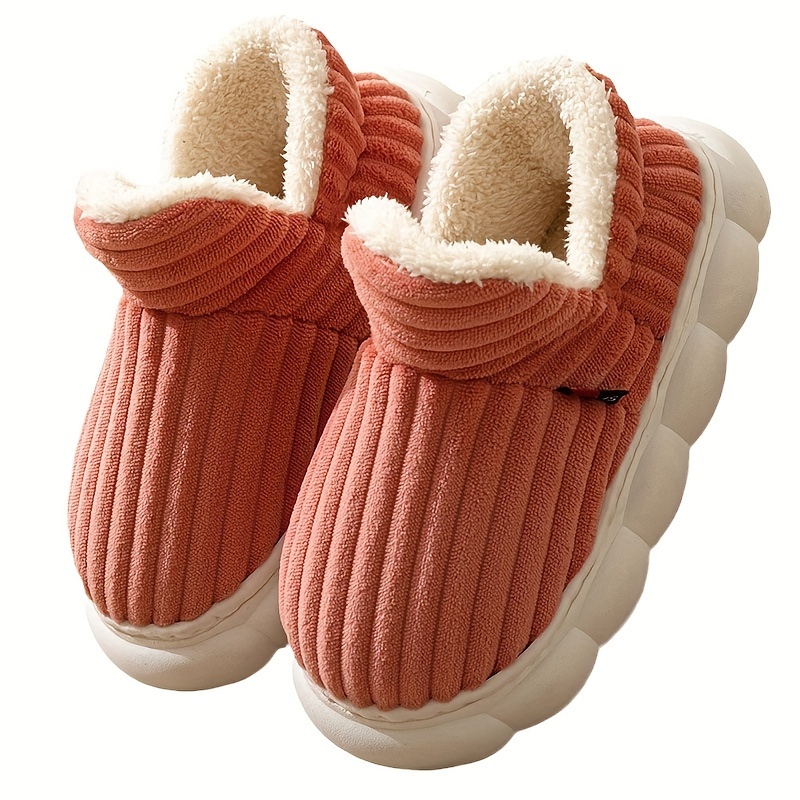 super soft thermal platform slippers solid color slip on plush winter shoes cozy warm home slippers details 5