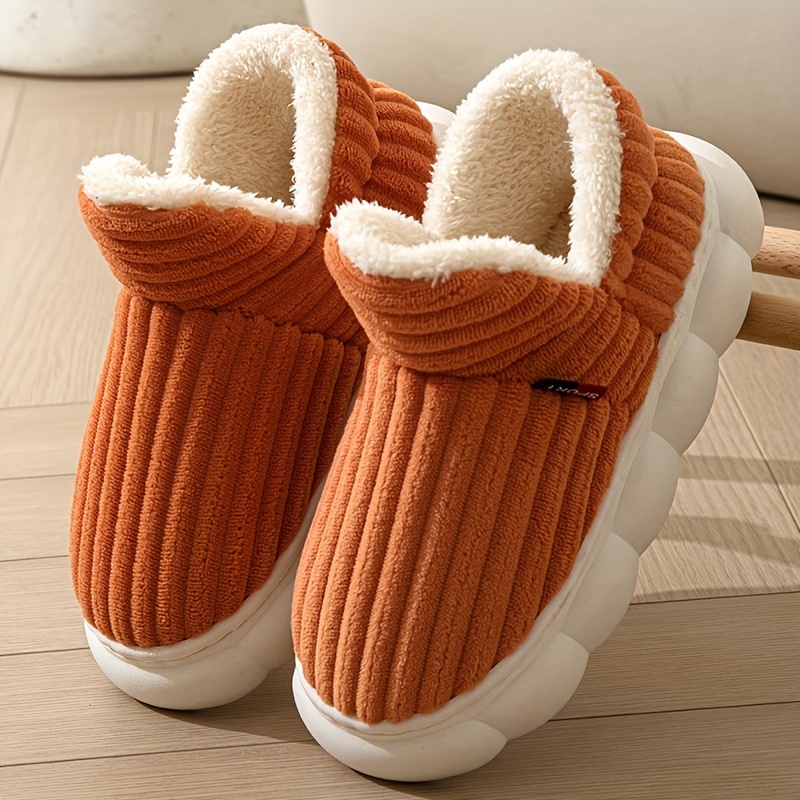 super soft thermal platform slippers solid color slip on plush winter shoes cozy warm home slippers details 6