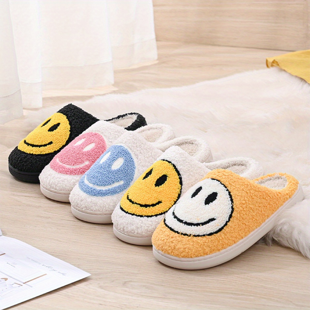 kawaii design slippers warm slip on soft plush cozy shoes womens indoor home slippers details 1