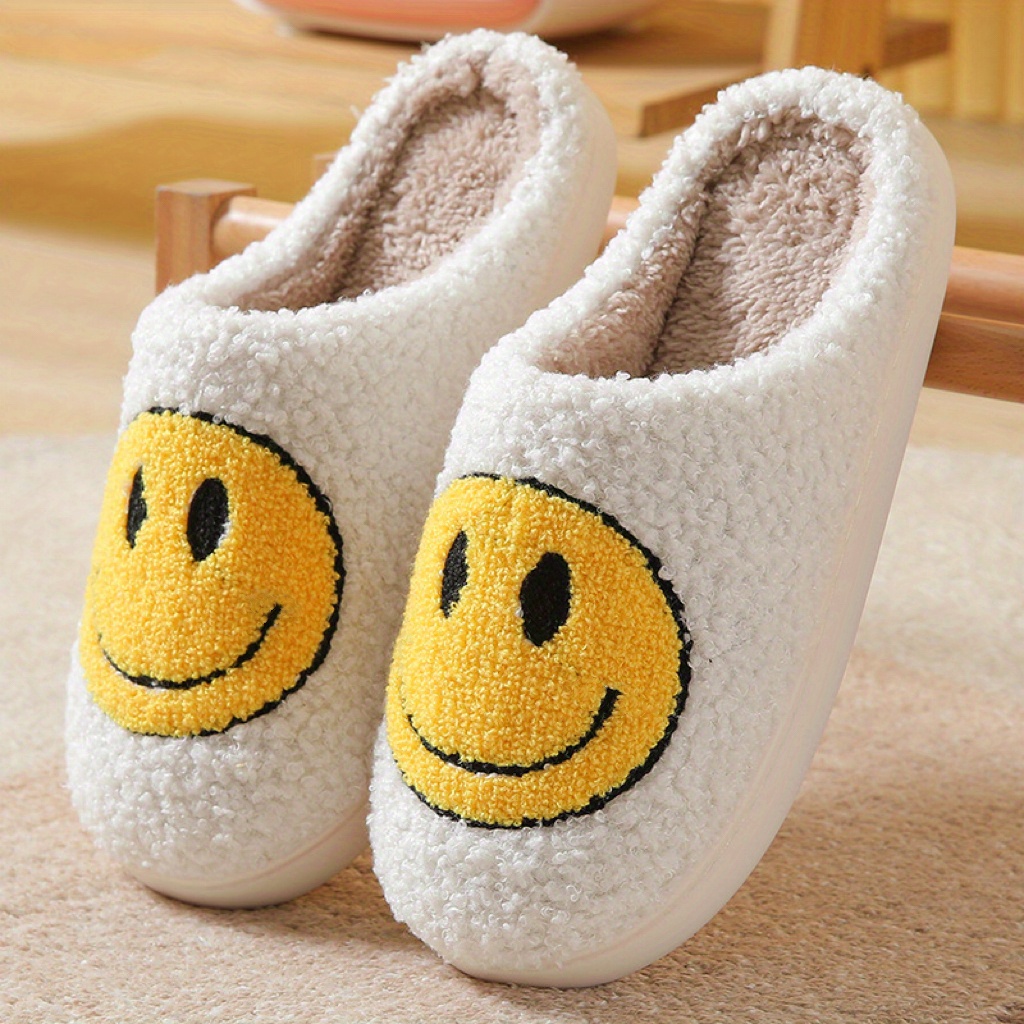 kawaii design slippers warm slip on soft plush cozy shoes womens indoor home slippers details 2