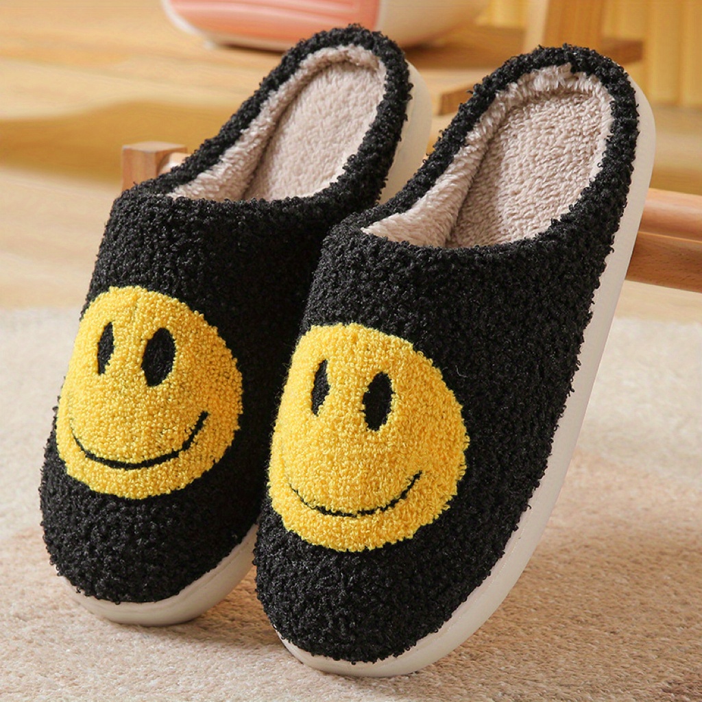 kawaii design slippers warm slip on soft plush cozy shoes womens indoor home slippers details 3