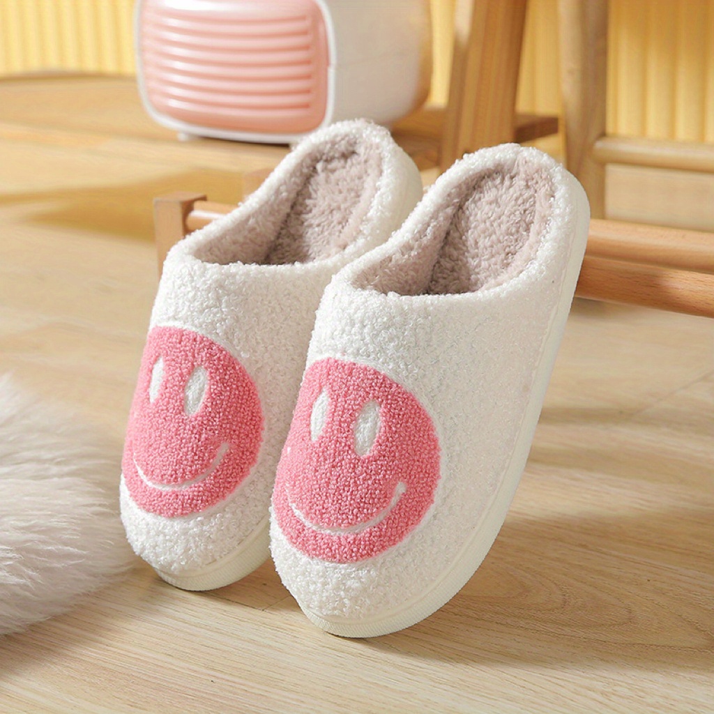 kawaii design slippers warm slip on soft plush cozy shoes womens indoor home slippers details 4