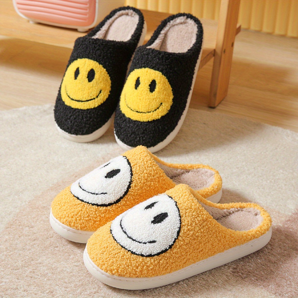 kawaii design slippers warm slip on soft plush cozy shoes womens indoor home slippers details 5