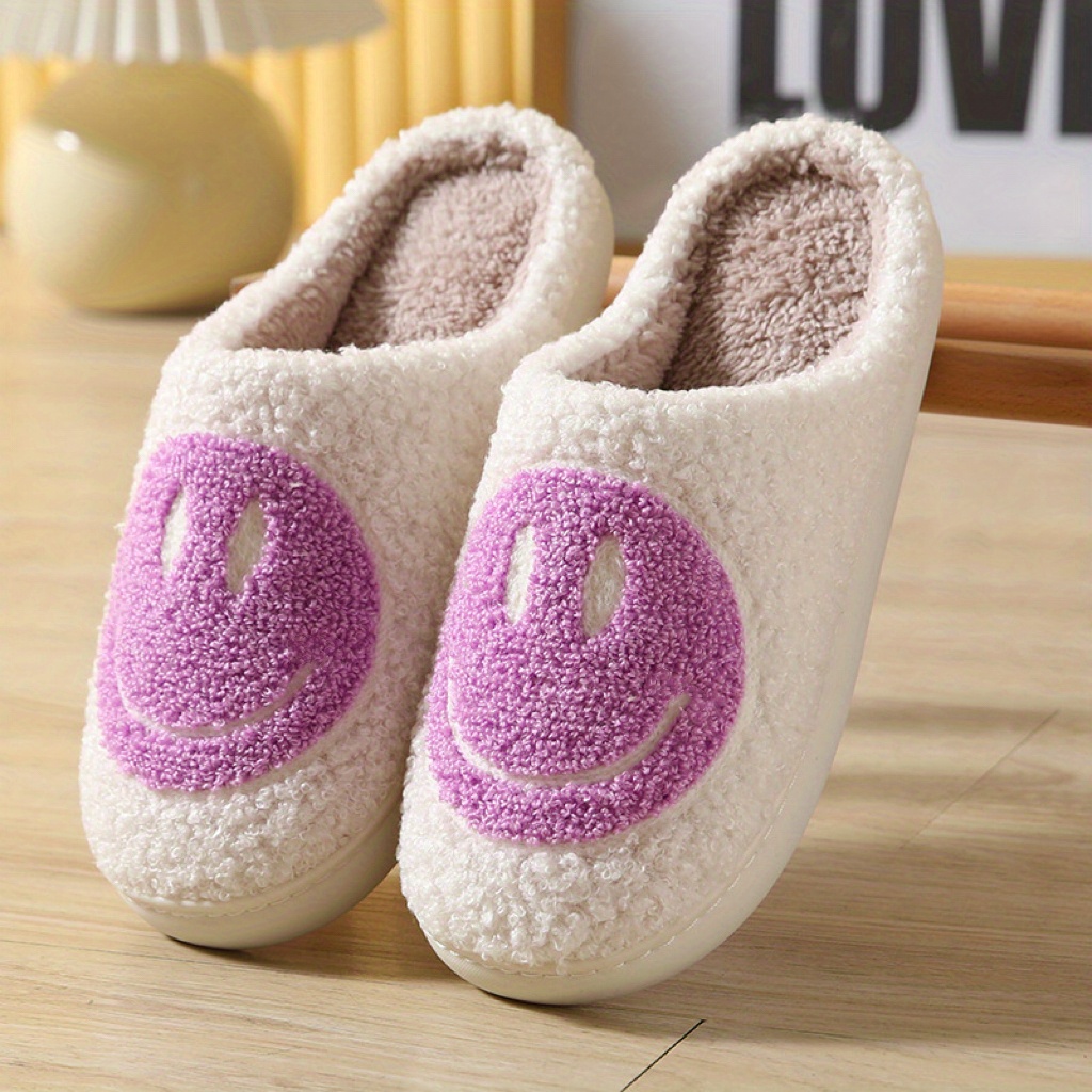 kawaii design slippers warm slip on soft plush cozy shoes womens indoor home slippers details 11