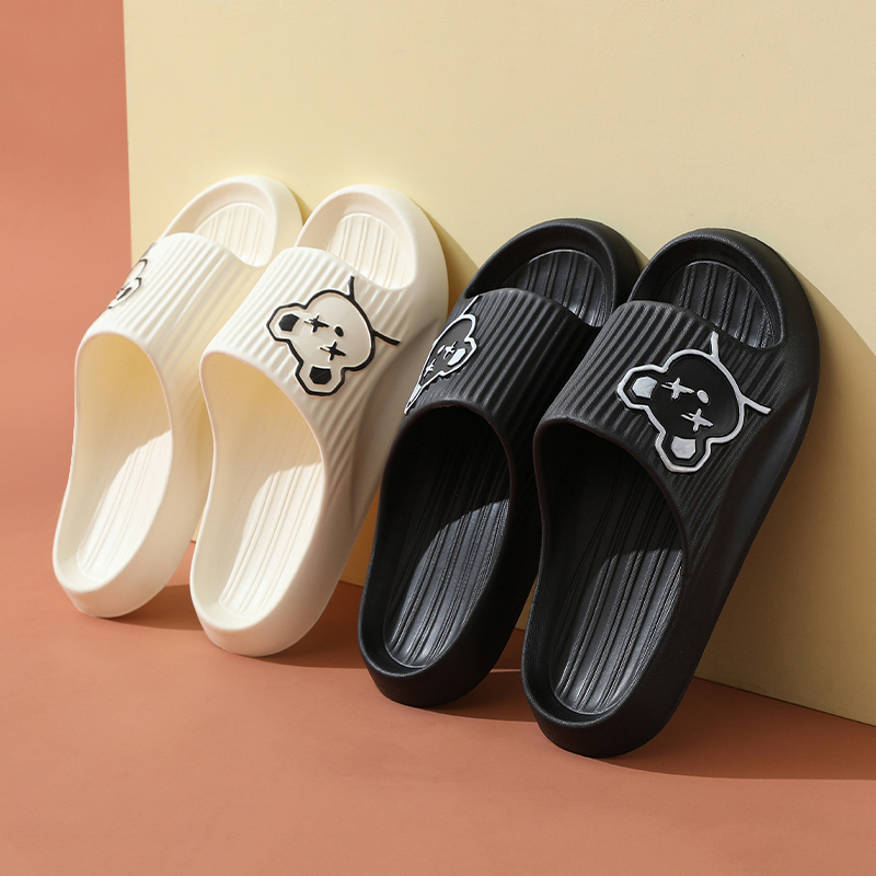 womens bear flat slides shoes non slip quick drying indoor bathroom slippers house eva slippers details 0