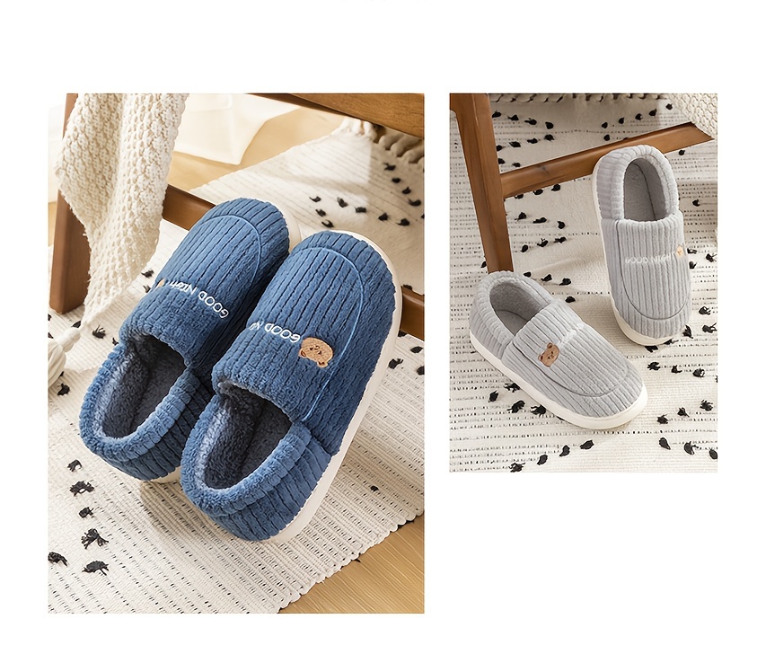 womens cute animal plush slippers fuzzy warm slip on indoor non slip shoes bedroom slippers details 6