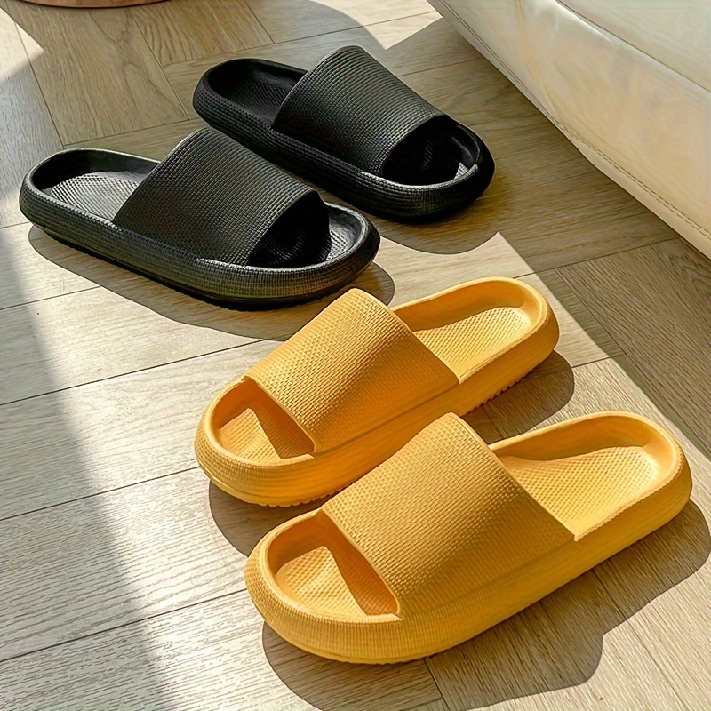 womens indoor pillow slides super soft wear resistant non slip eva shoes home bath cloud slides details 3