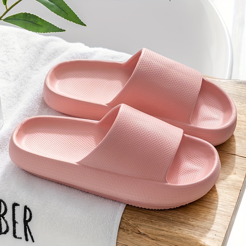 womens indoor pillow slides super soft wear resistant non slip eva shoes home bath cloud slides details 6